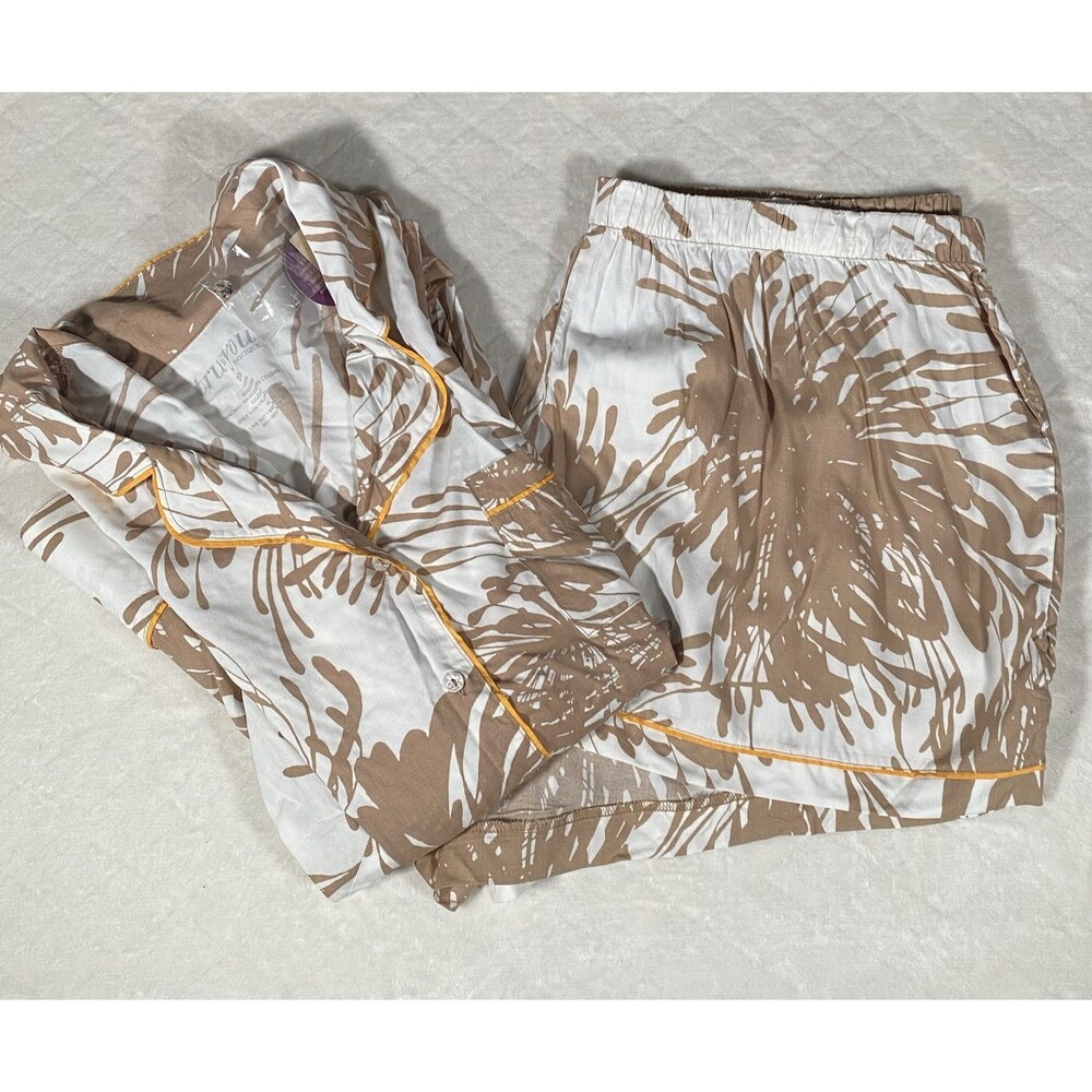 Cacique 22/24 Women's 2 Piece Pajama Set Shorts Button Down Top Abstract NWT